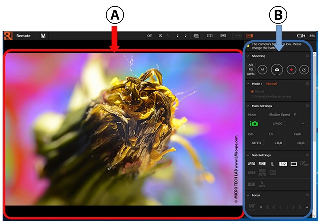 Powerful Sony system cameras on the microscope: remote capture (tethered shooting) with Live View with the Sony Imaging Edge Software