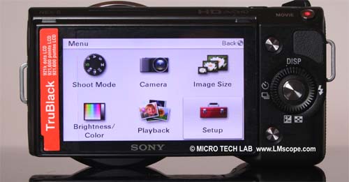 Sony NEX menu