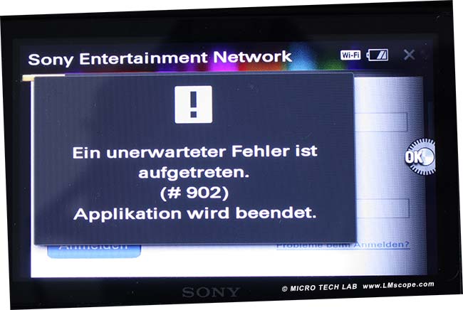Fehlermeldung Sony App