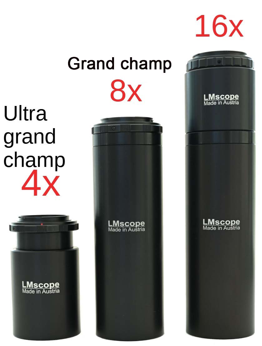 Variantes de tube LM pour photomicroscope LM avec optique infinie, grossissement champ ultra large 4x, 8x, 16