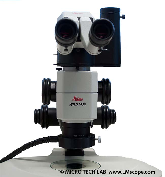 Leica Wild M10 Mikroskop Seitentubus Verbindung mit Kamera für Fotodokumentationen mit Adaptern