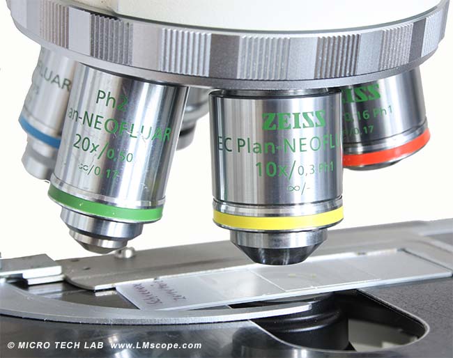 Zeiss Axioskop microscopio objetivos